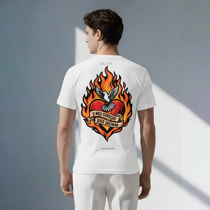 CAMISETA O MEU CORAÇÃO QUER QUEIMAR